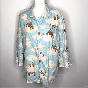 Nick & Nora Sock Monkey Pajama Top XL
